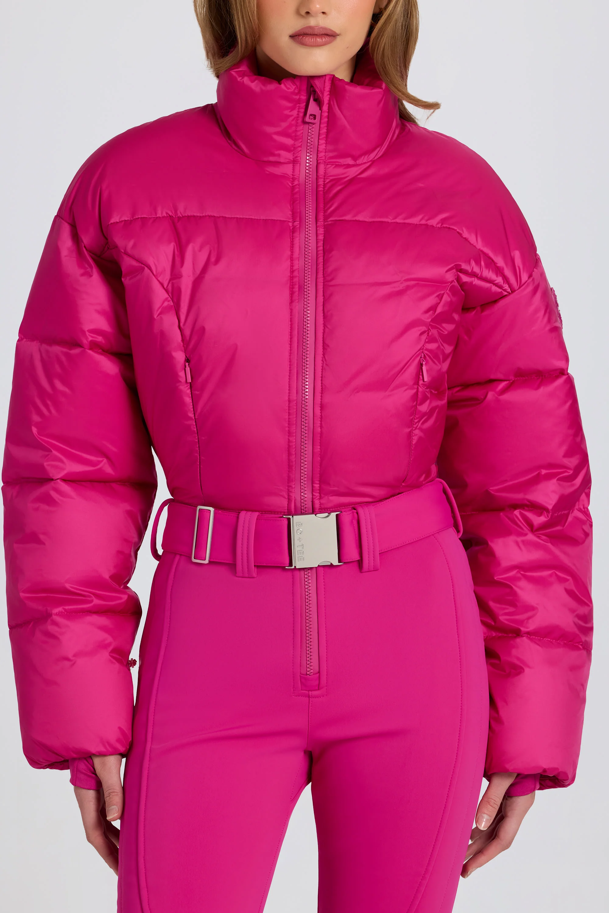 Waterproof Padded Belted Ski Suit in Magenta Pink - Image 5