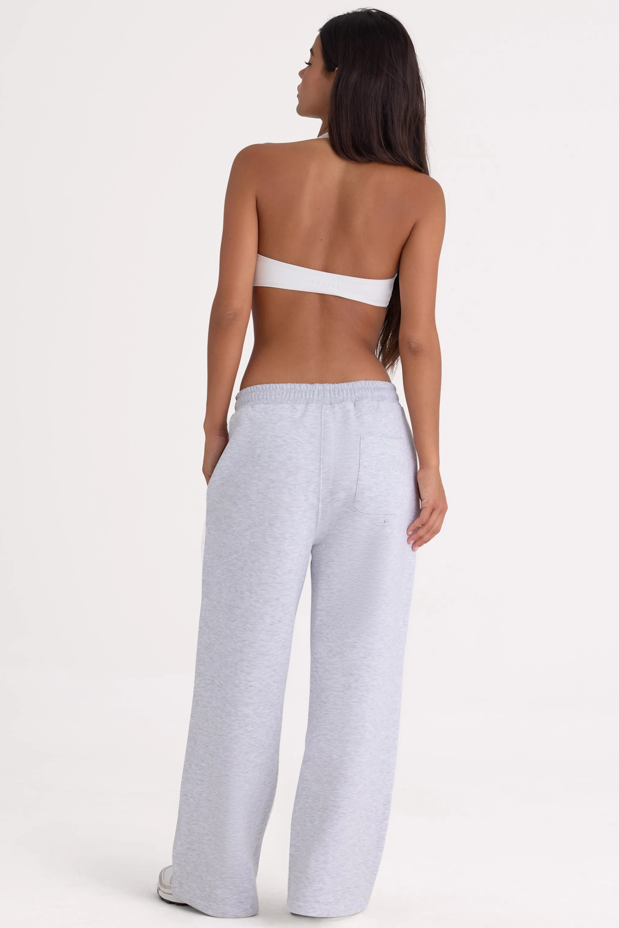 Brushed Jersey Wide-Leg Joggers in Grey Marl - Image 2