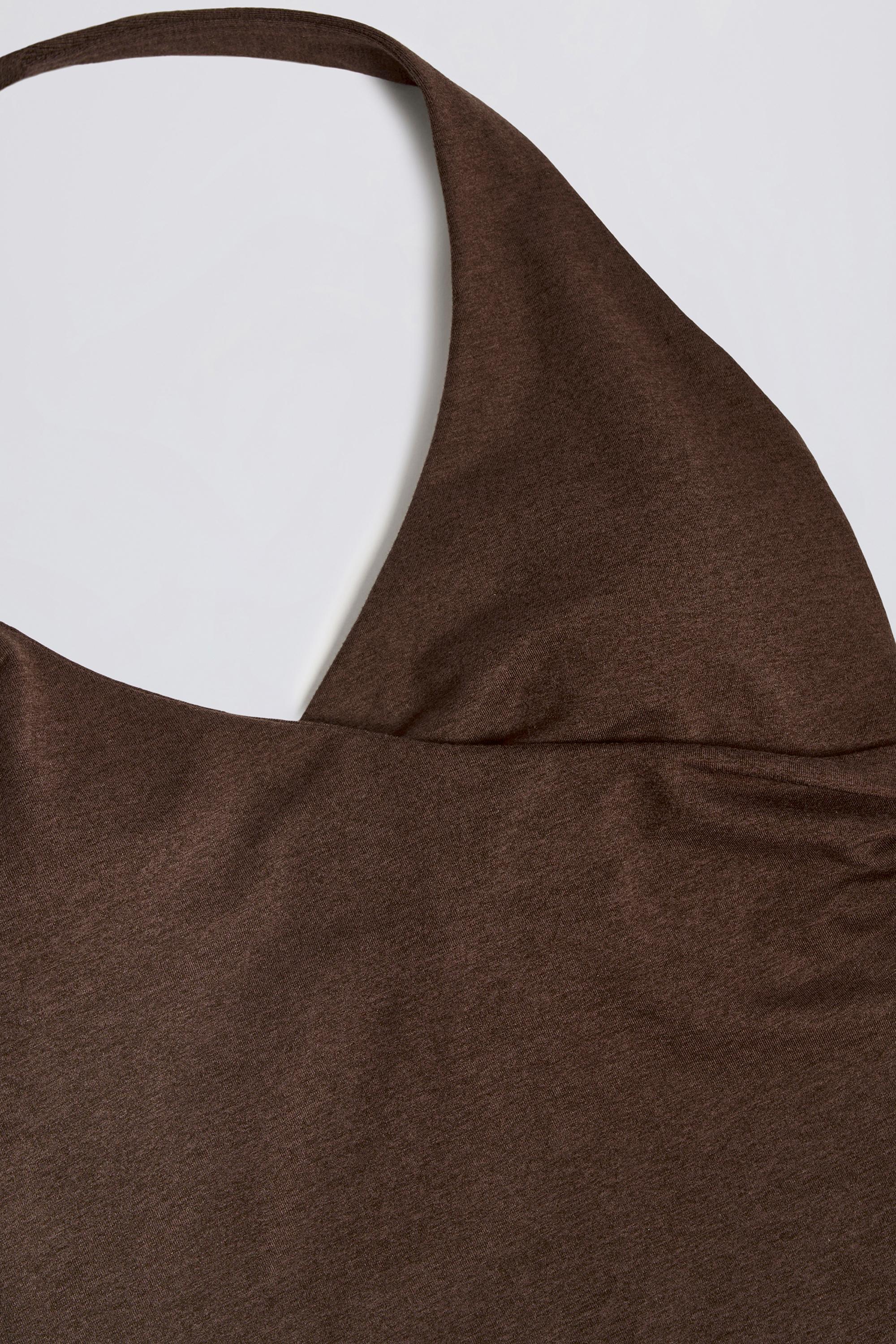 Halterneck Open-Back Tank Top in Pecan Marl - Image 8