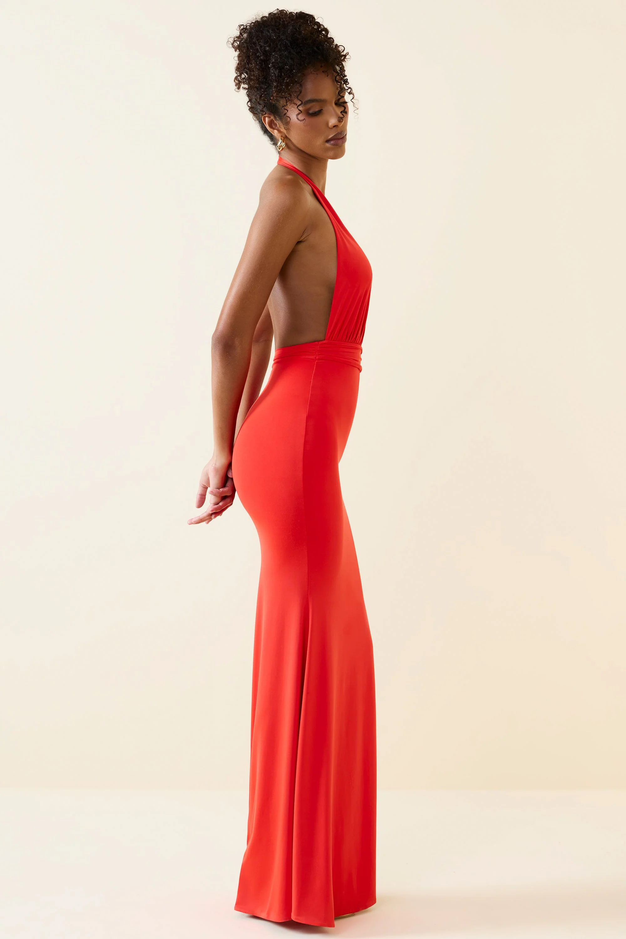Halterneck Cut-Out Maxi Dress in Scarlet - Image 3