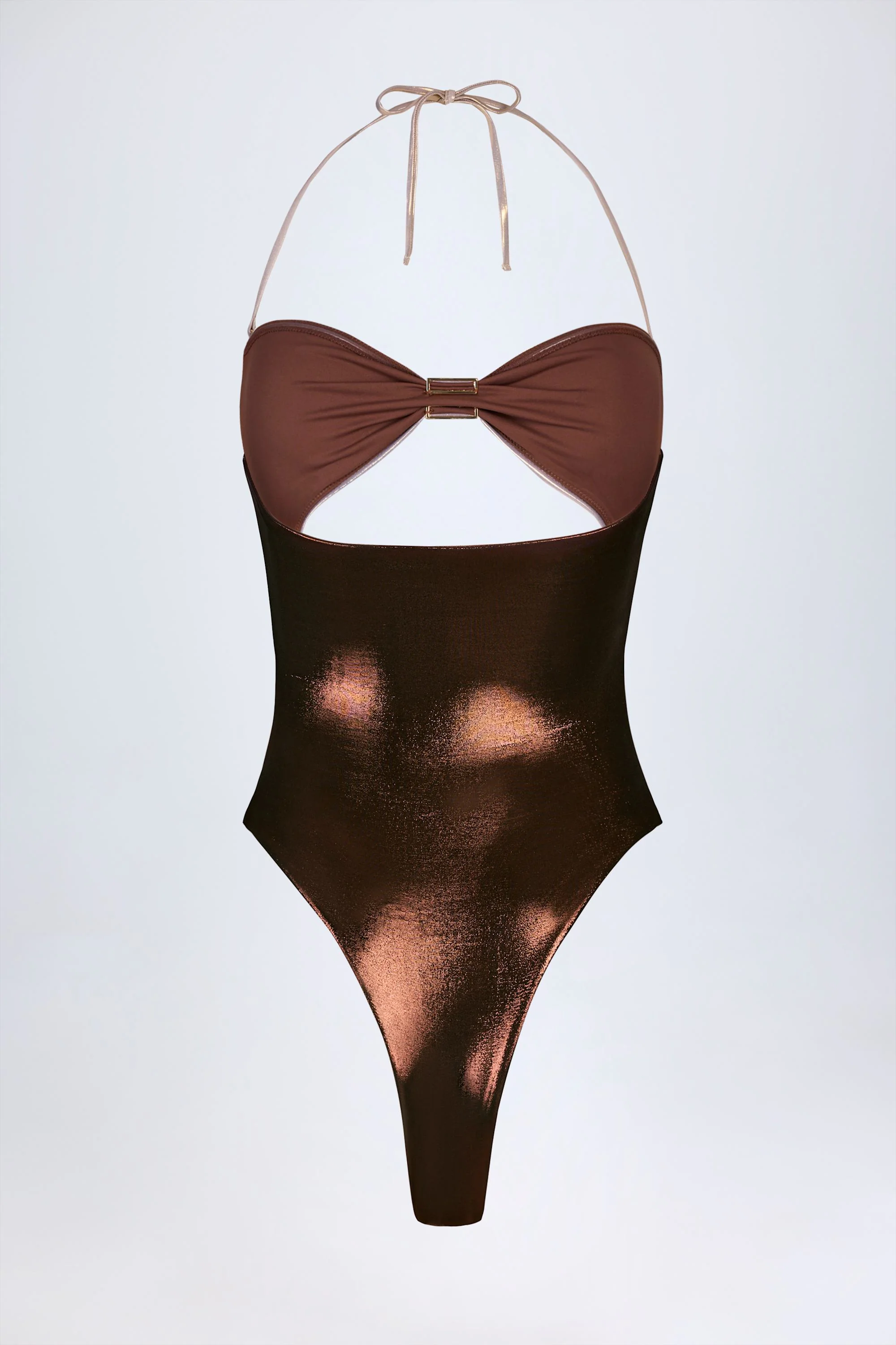 Panelled Cut-out Swimsuit in Bronze Gold - Image 5
