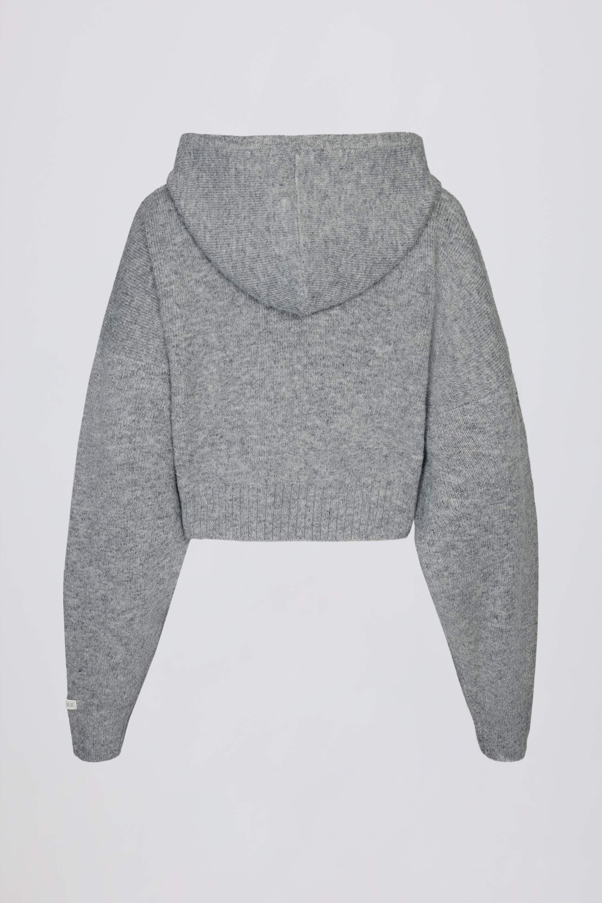 Soft Knit Zip-Up Cropped Hoodie in Grey - Image 4